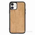 Coque de téléphone en bois de bambou antichoc simple pour iPhone